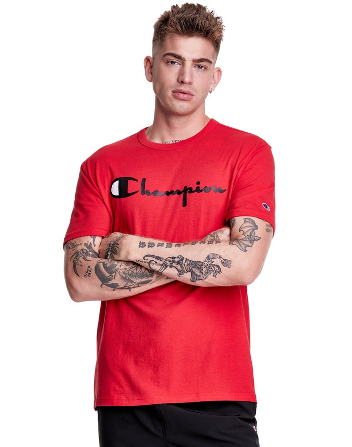 Camiseta Champion Hombre - Lightweight Script Logo ( Rojas ) 8970243-MY